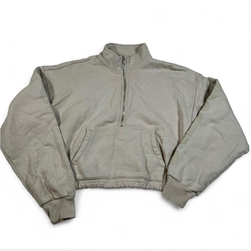 Set Active Quarter Zip Long Sleeve Sweatshirt Beige Womens Size‎ S *read